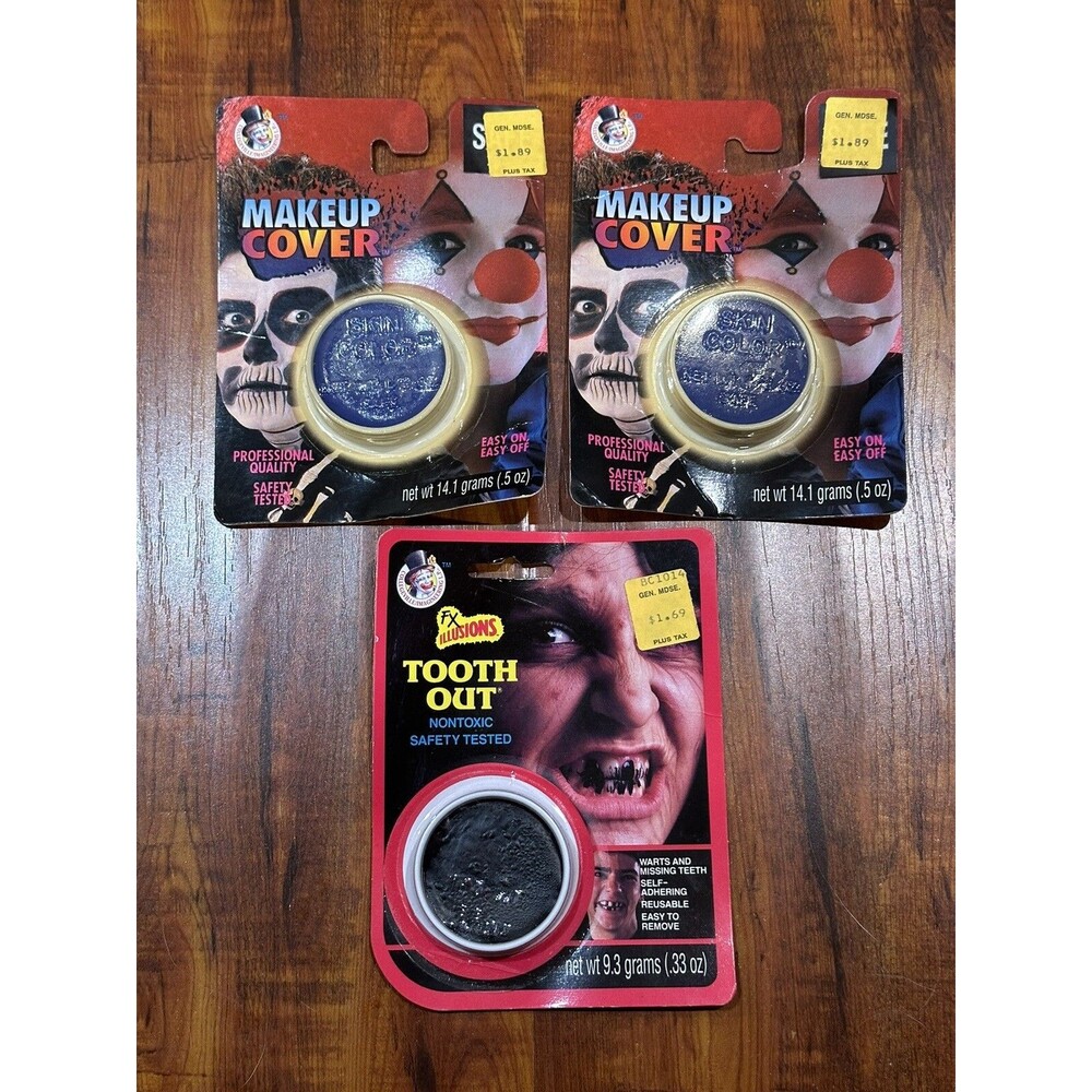 Lot of (3) 1995 Collegeville FX Illusions Halloween Makeup Cover & Tooth Out